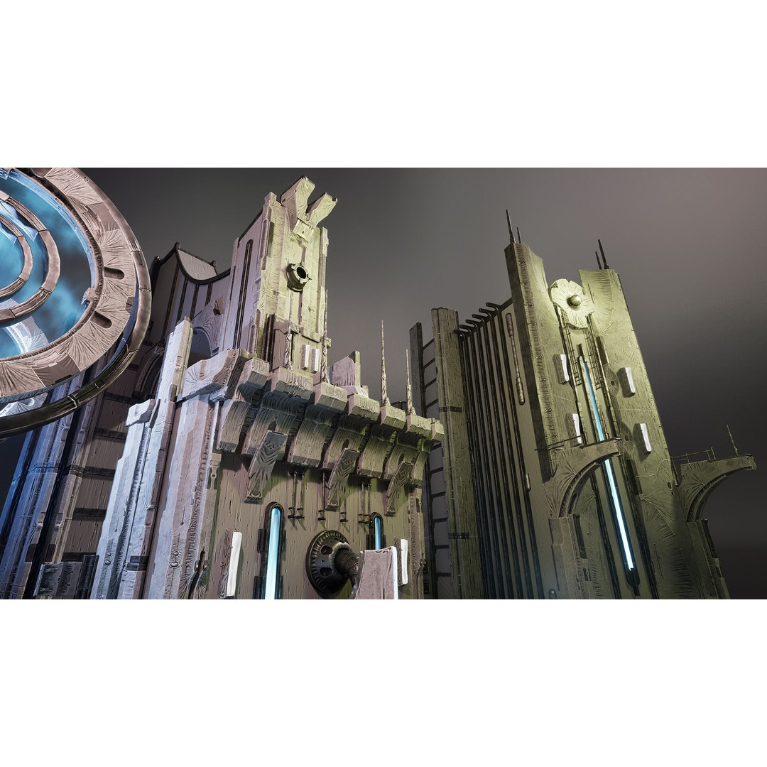 Alien Architecture 3D Model – Low Poly Sci-Fi Structures, FBX - View 5
