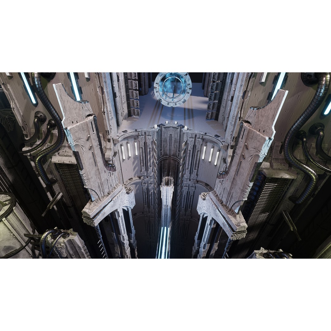Alien Architecture 3D Model – Low Poly Sci-Fi Structures, FBX - View 6