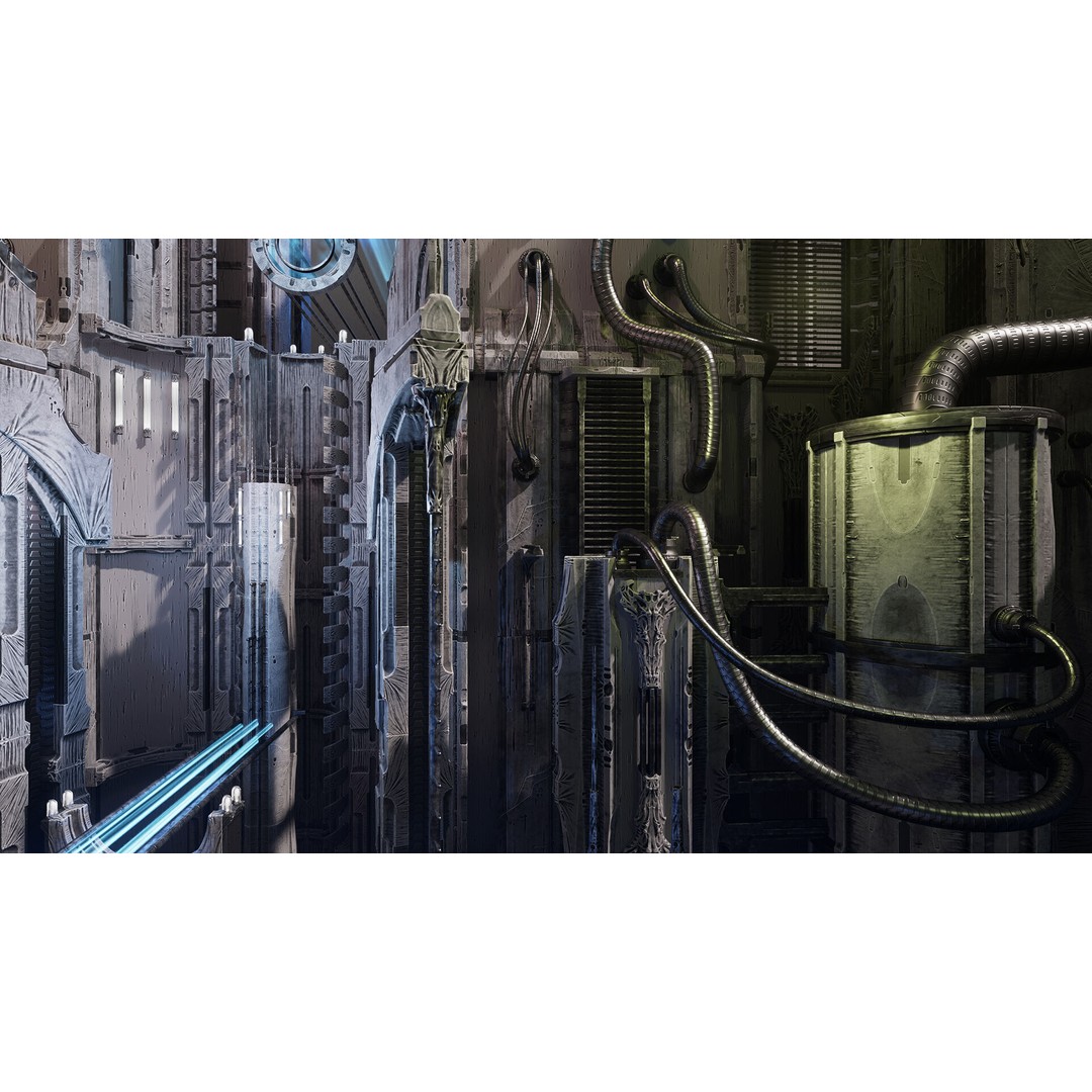 Alien Architecture 3D Model – Low Poly Sci-Fi Structures, FBX - View 7