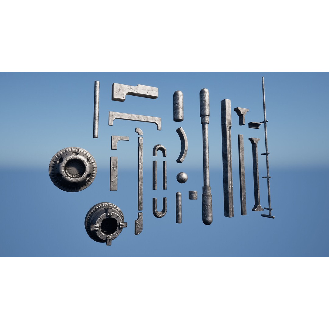 Alien Architecture 3D Model – Low Poly Sci-Fi Structures, FBX - View 8