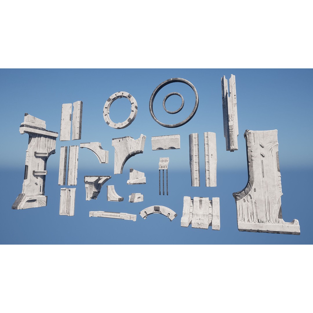 Alien Architecture 3D Model – Low Poly Sci-Fi Structures, FBX - View 9