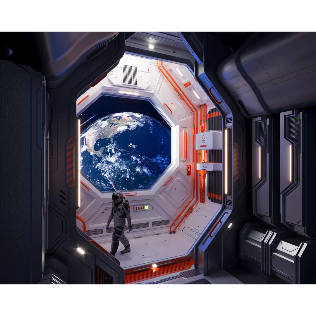 Modular Sci-Fi Spaceship Interior 3D Model – PBR Textures, FBX, OBJ - View 3