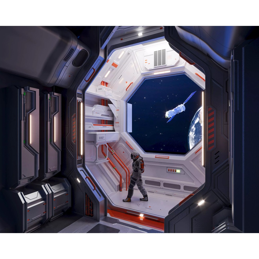 Modular Sci-Fi Spaceship Interior 3D Model – PBR Textures, FBX, OBJ - View 4