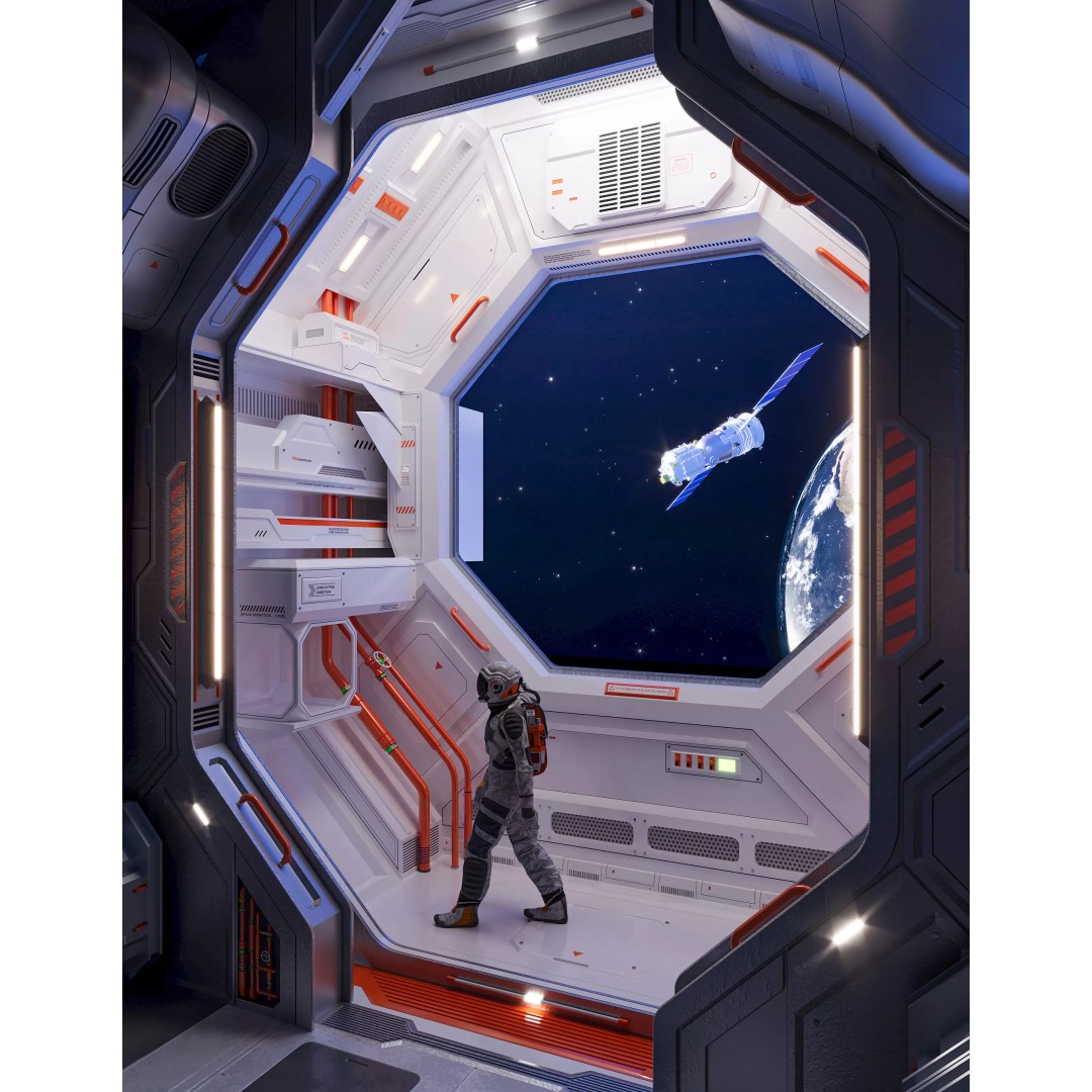 Modular Sci-Fi Spaceship Interior 3D Model – PBR Textures, FBX, OBJ - View 5