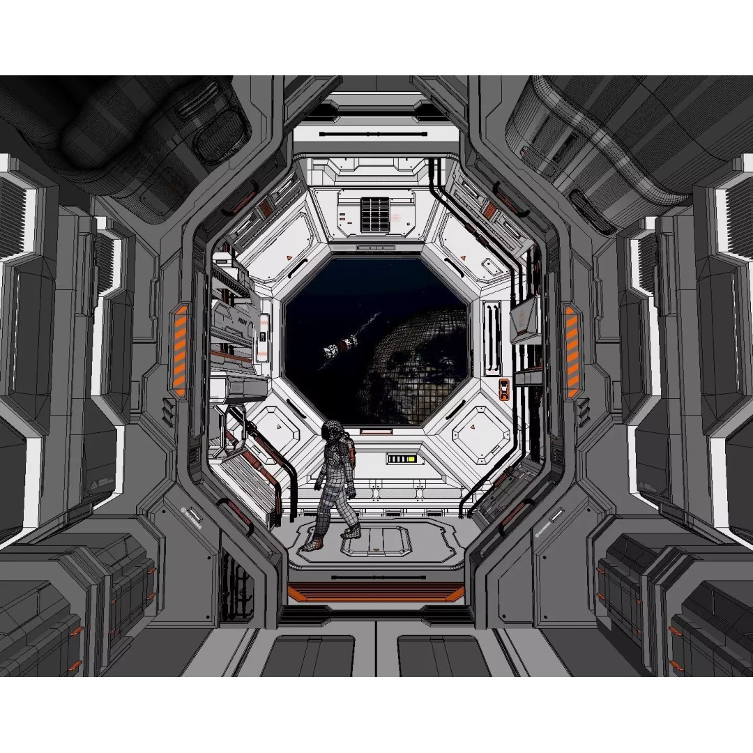 Modular Sci-Fi Spaceship Interior 3D Model – PBR Textures, FBX, OBJ - View 8