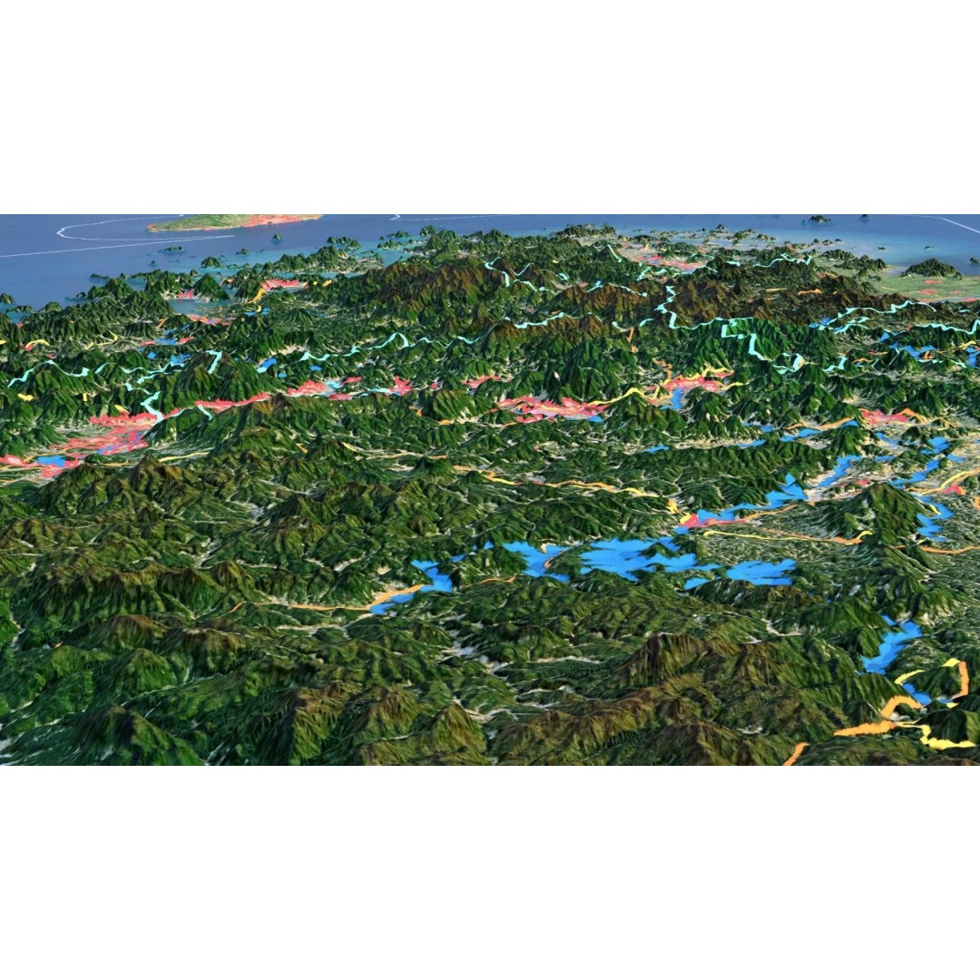 Korean Peninsula Map 3D Model – Realistic Satellite Terrain, FBX, OBJ - View 10