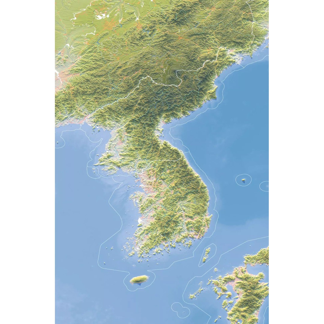 Korean Peninsula Map 3D Model – Realistic Satellite Terrain, FBX, OBJ - View 11