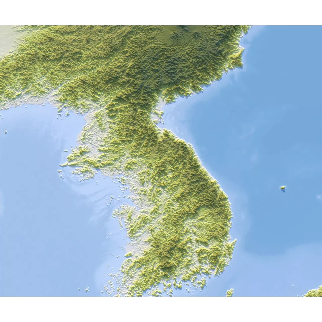 Korean Peninsula Map 3D Model – Realistic Satellite Terrain, FBX, OBJ - View 12