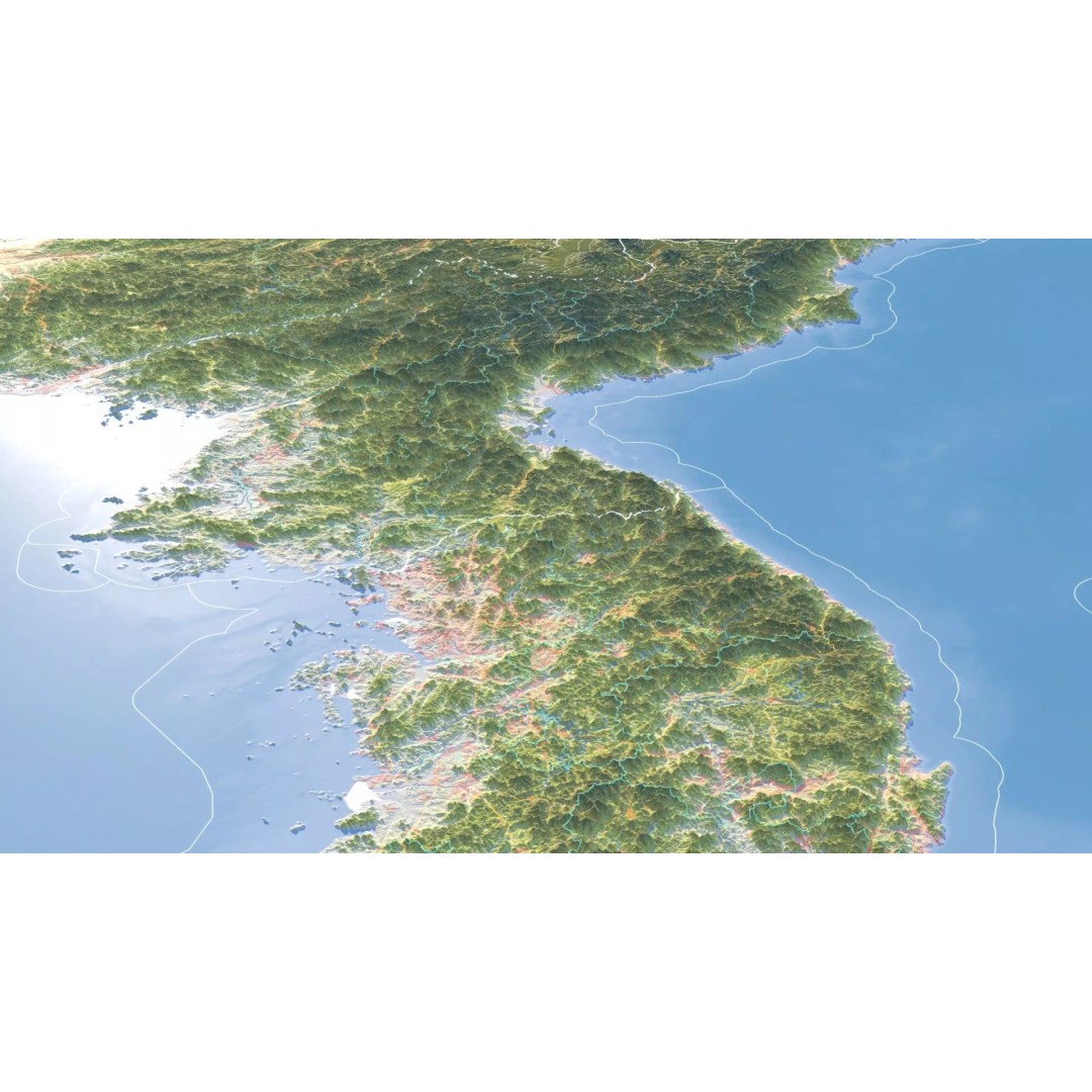 Korean Peninsula Map 3D Model – Realistic Satellite Terrain, FBX, OBJ - View 13