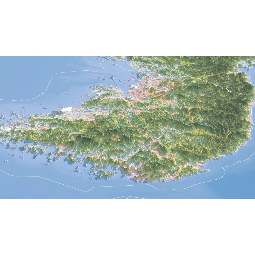 Korean Peninsula Map 3D Model – Realistic Satellite Terrain, FBX, OBJ - View 15