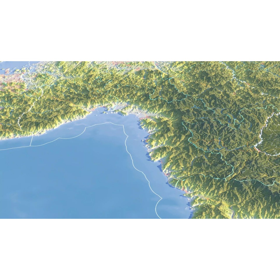 Korean Peninsula Map 3D Model – Realistic Satellite Terrain, FBX, OBJ - View 17