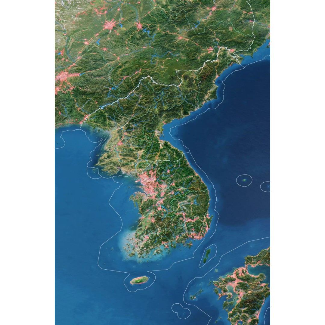 Korean Peninsula Map 3D Model – Realistic Satellite Terrain, FBX, OBJ - View 3