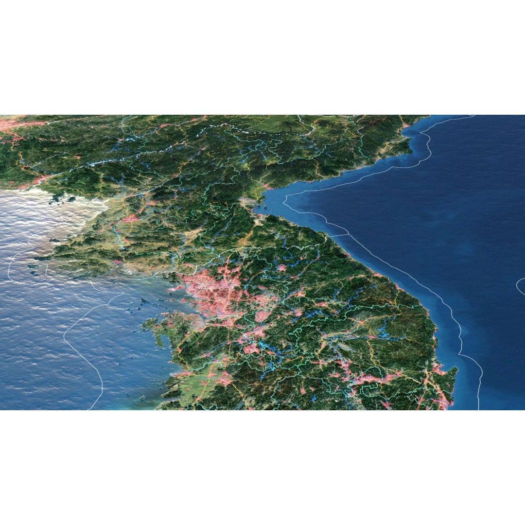 Korean Peninsula Map 3D Model – Realistic Satellite Terrain, FBX, OBJ - View 4