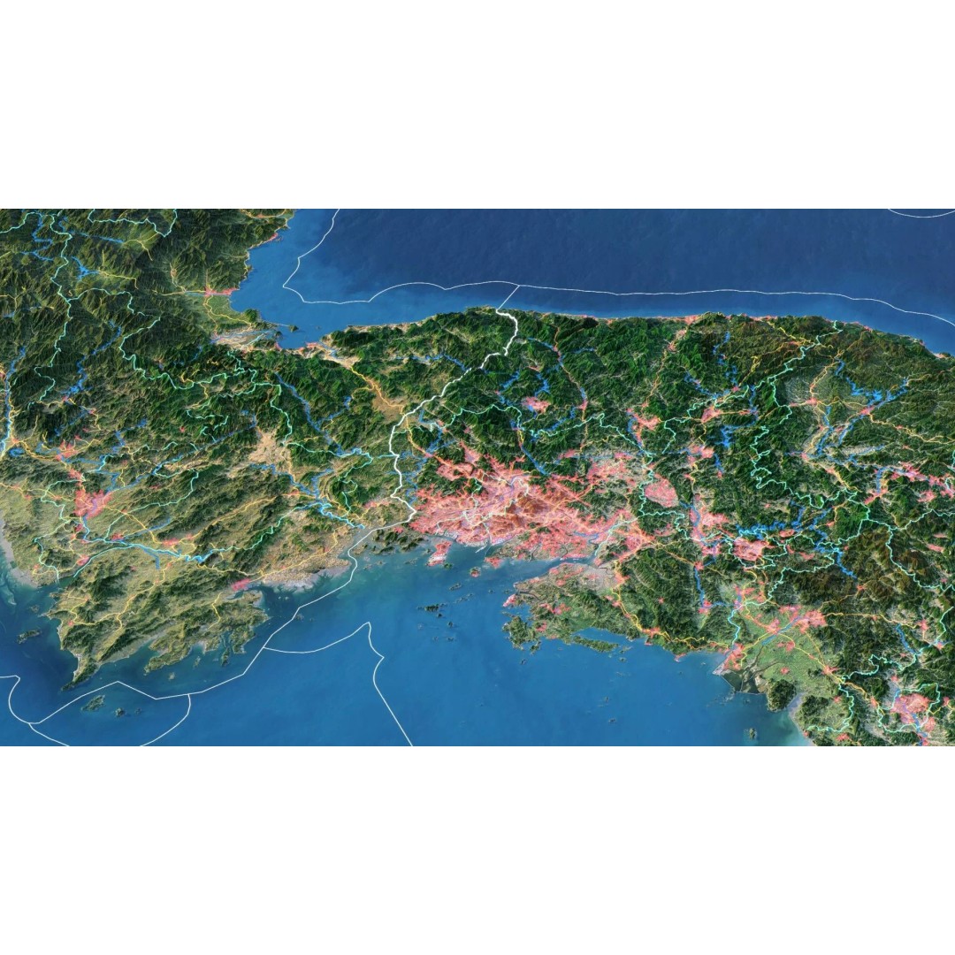 Korean Peninsula Map 3D Model – Realistic Satellite Terrain, FBX, OBJ - View 5