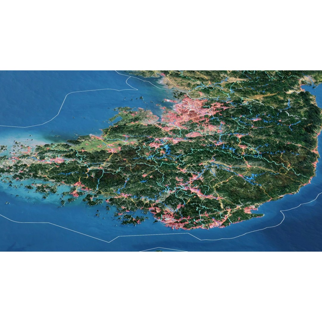 Korean Peninsula Map 3D Model – Realistic Satellite Terrain, FBX, OBJ - View 6