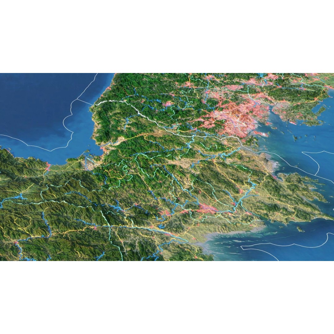 Korean Peninsula Map 3D Model – Realistic Satellite Terrain, FBX, OBJ - View 7