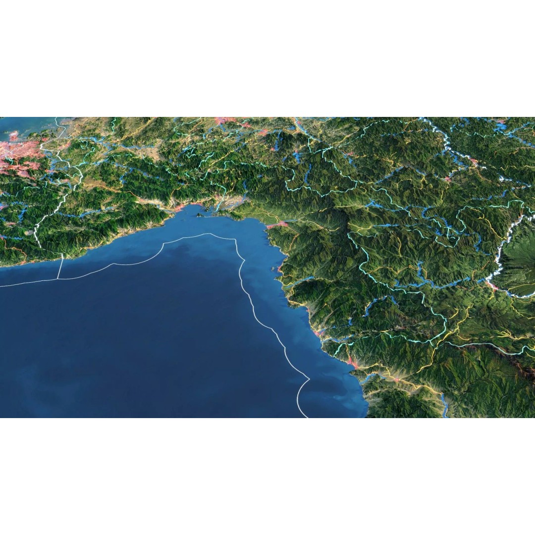 Korean Peninsula Map 3D Model – Realistic Satellite Terrain, FBX, OBJ - View 8