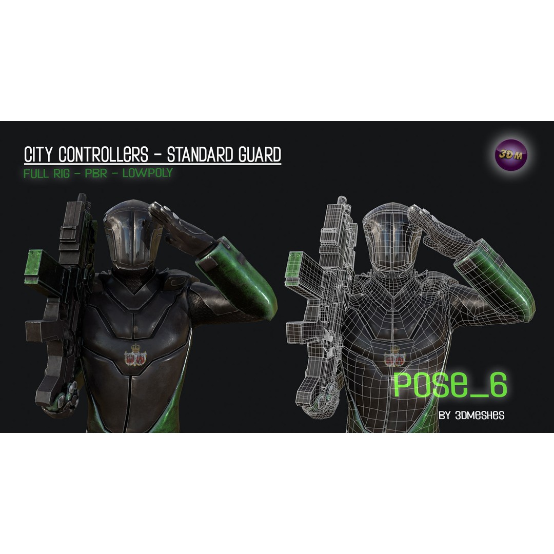 City Controllers 3D Model – Low Poly Rigged Character with PBR Textures - View 10