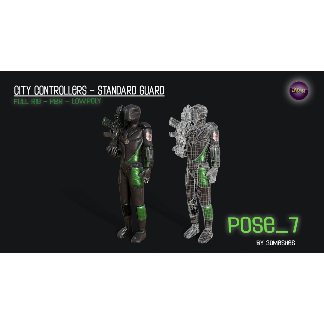 City Controllers 3D Model – Low Poly Rigged Character with PBR Textures - View 11