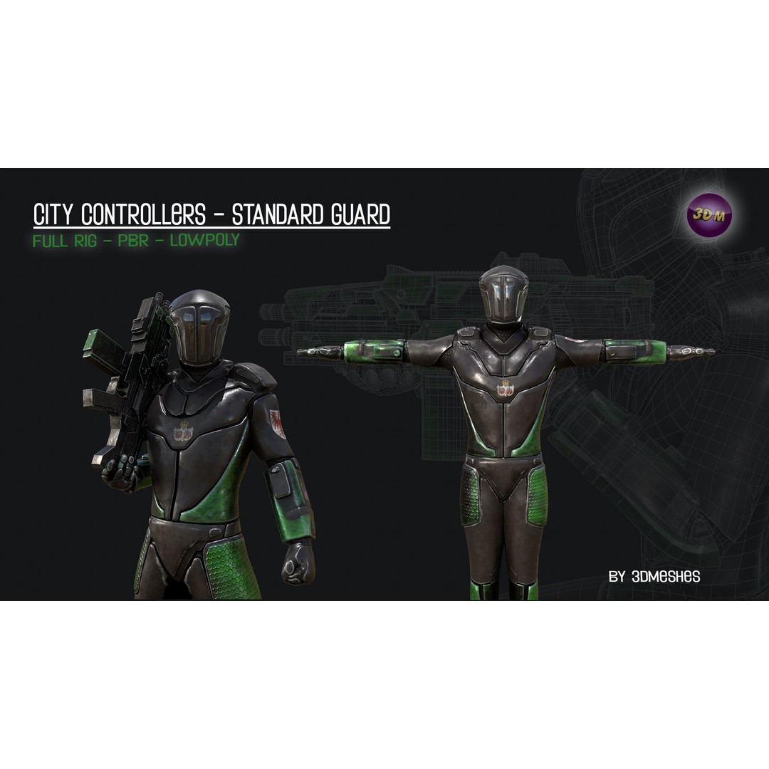 City Controllers 3D Model – Low Poly Rigged Character with PBR Textures - View 15