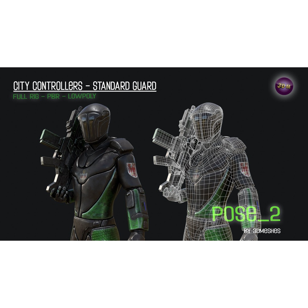 City Controllers 3D Model – Low Poly Rigged Character with PBR Textures - View 5
