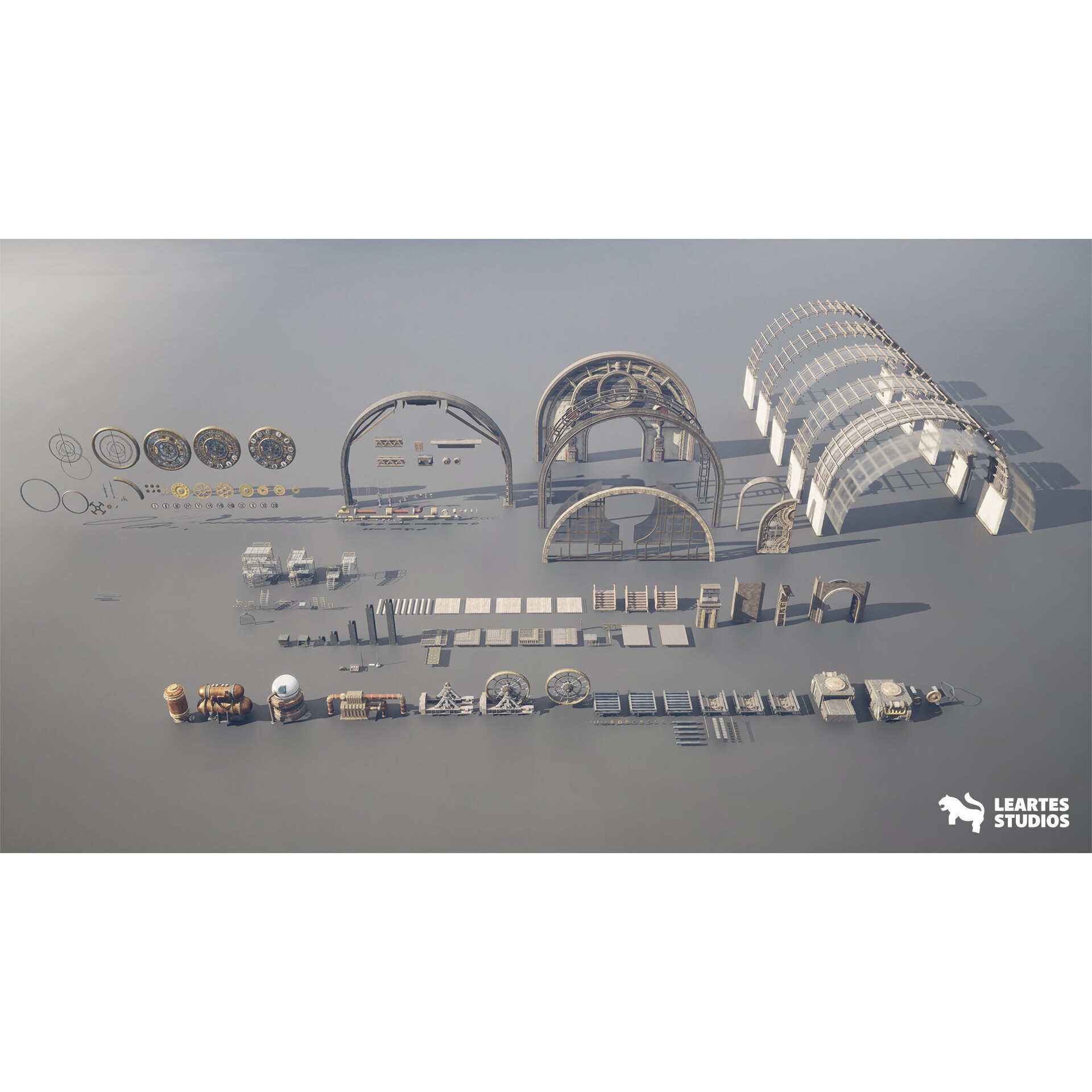 Steampunk Clock Factory - Low-Poly Game-Ready 3D Model