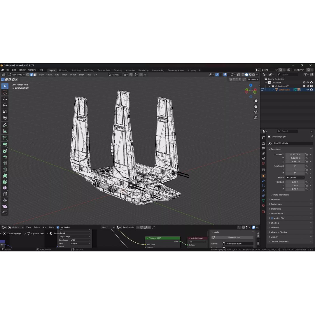 Zeta-class Imperial Shuttle 3D Model – PBR Game-Ready FBX Asset