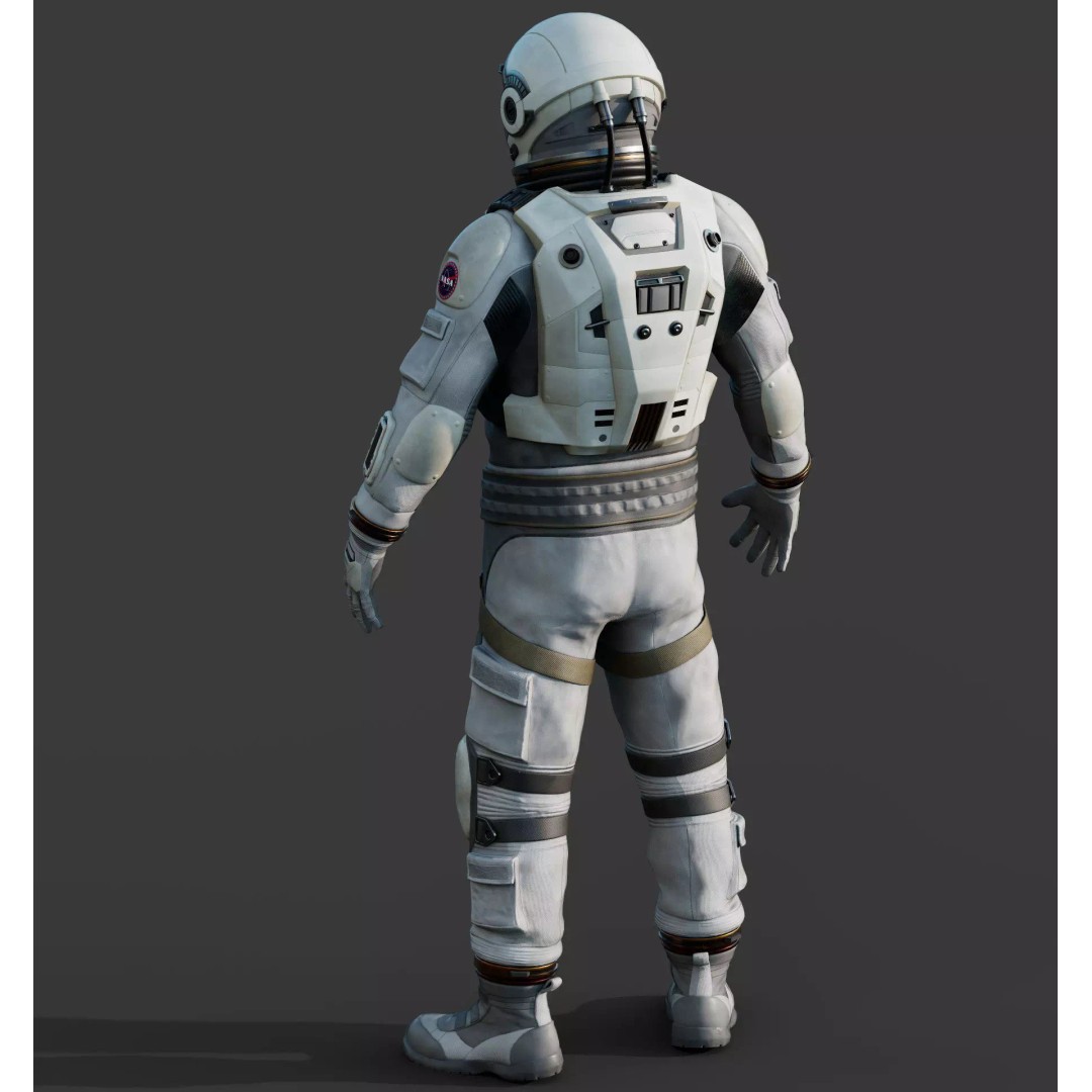 NASA White Spacesuit Concept 3D Model – Realistic Sci-Fi Design, FBX, OBJ
