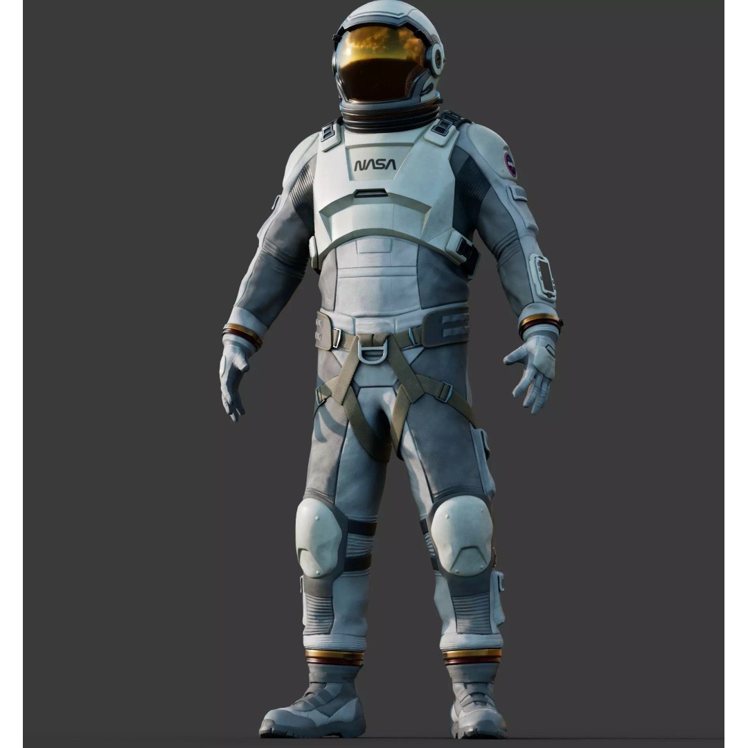 NASA White Spacesuit Concept 3D Model – Realistic Sci-Fi Design, FBX, OBJ - View 12