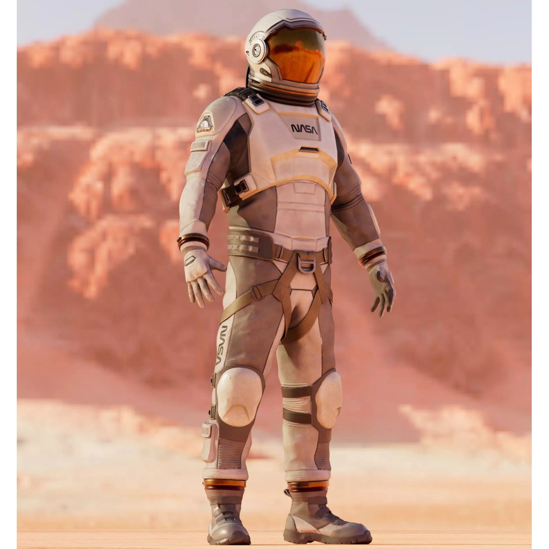 NASA White Spacesuit Concept 3D Model – Realistic Sci-Fi Design, FBX, OBJ - View 2