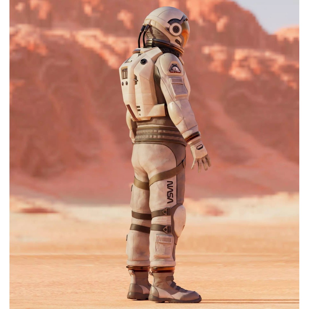 NASA White Spacesuit Concept 3D Model – Realistic Sci-Fi Design, FBX, OBJ - View 3