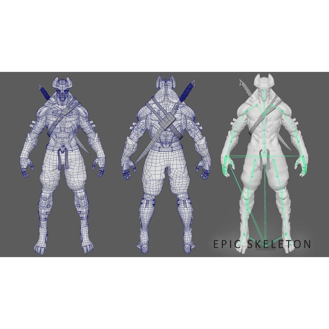 Robot2 Cyber Ninja 3D Model – Low Poly Rigged Character for Games, FBX - View 9