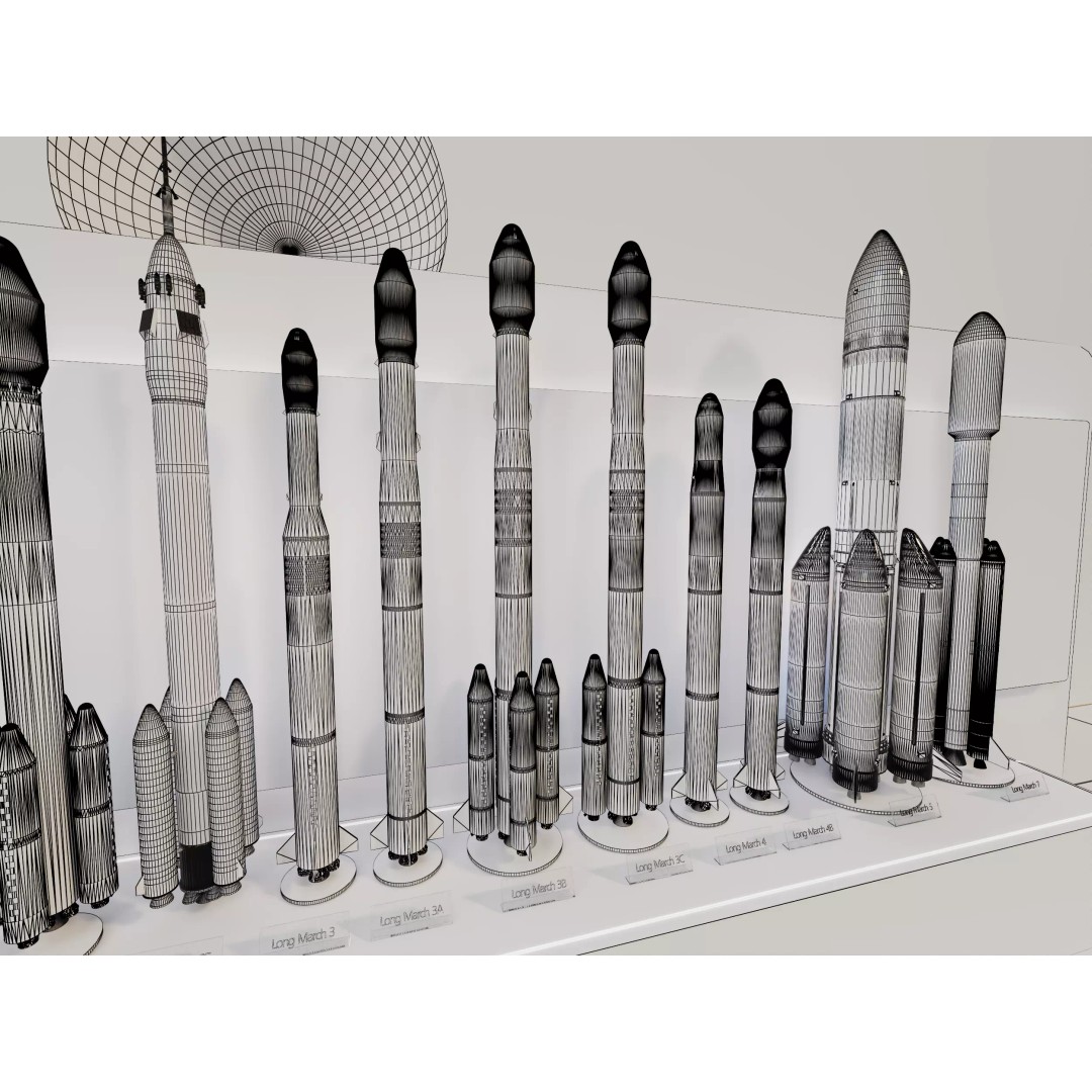 Long March Rocket 3D Model – High Detail Aerospace Asset, FBX, OBJ - View 12
