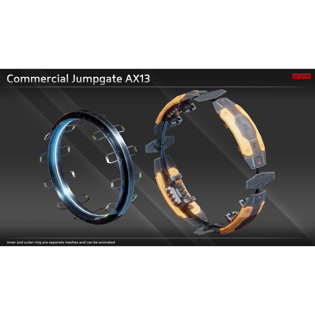 Commercial Jumpgate AX13 3D Model – Low Poly Game Asset, FBX & OBJ - View 3