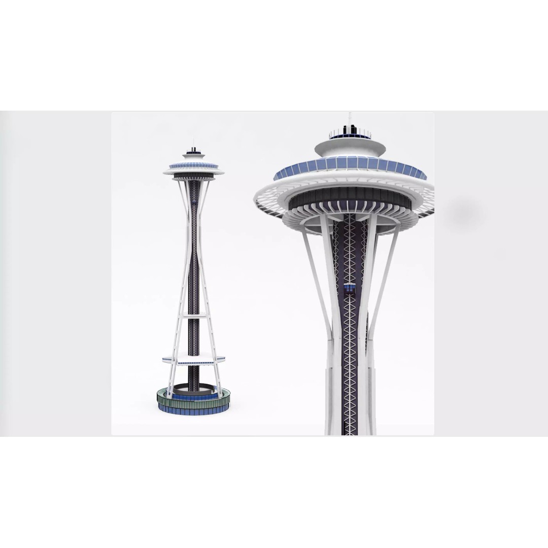 Space Needle 3D Model – High Poly Landmark Asset, FBX, OBJ - View 2