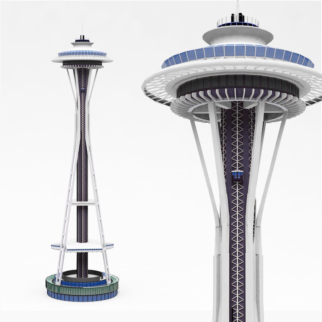 Space Needle 3D Model – High Poly Landmark Asset, FBX, OBJ - View 3
