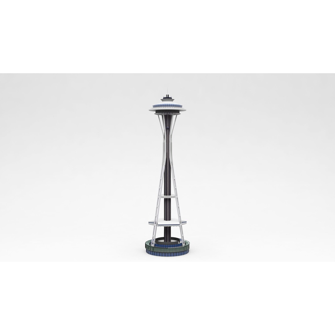 Space Needle 3D Model – High Poly Landmark Asset, FBX, OBJ - View 4