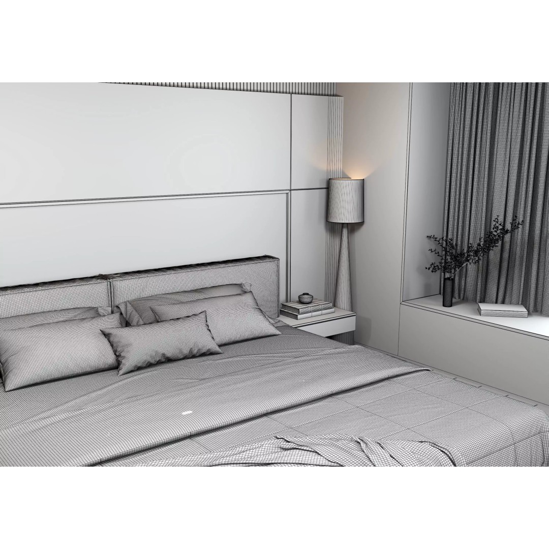 Bedroom 3D Model – Modern Interior Design, FBX & OBJ Formats