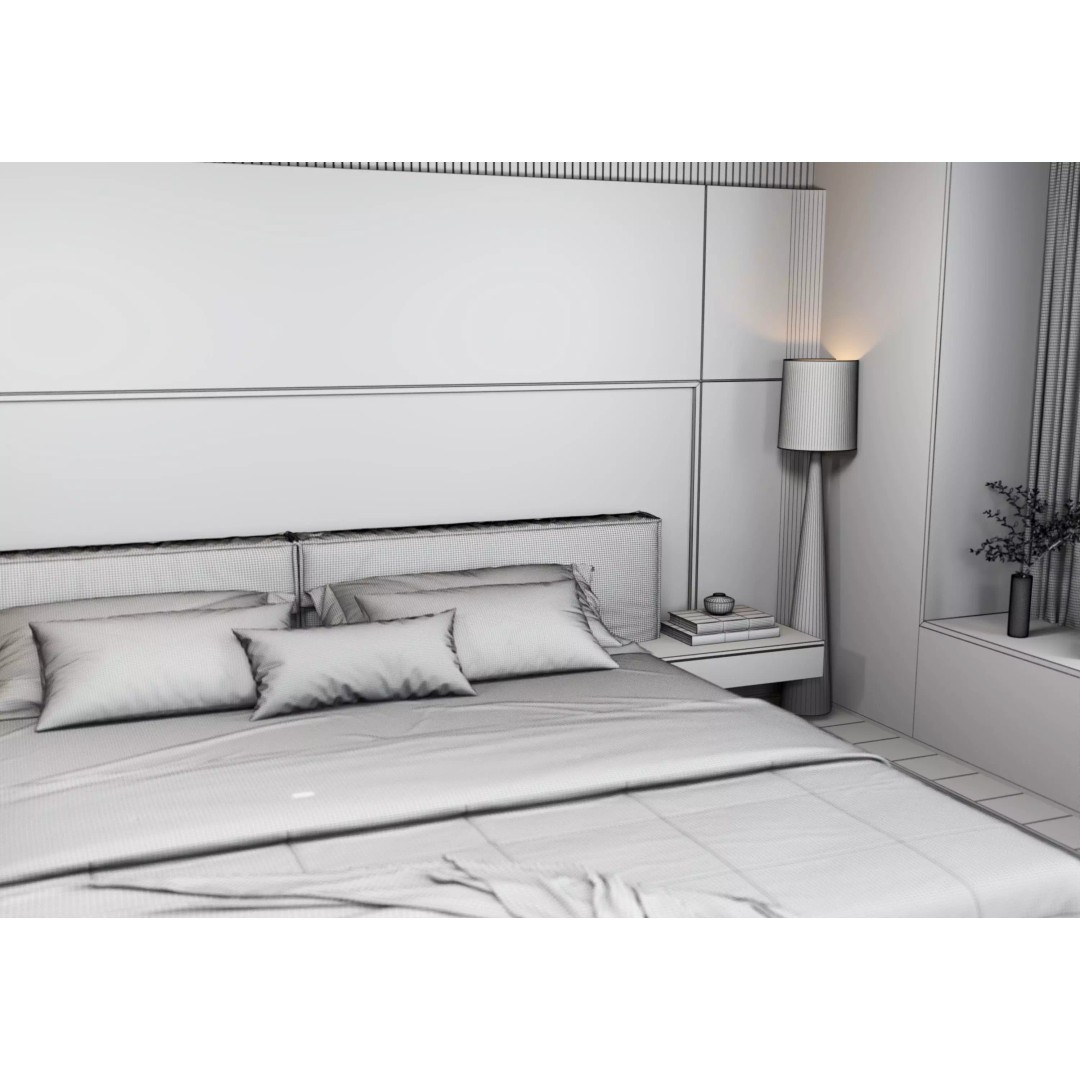 Bedroom 3D Model – Modern Interior Design, FBX & OBJ Formats - View 12