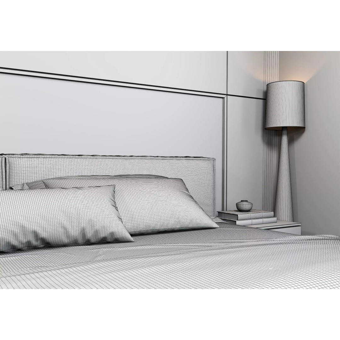 Bedroom 3D Model – Modern Interior Design, FBX & OBJ Formats - View 15