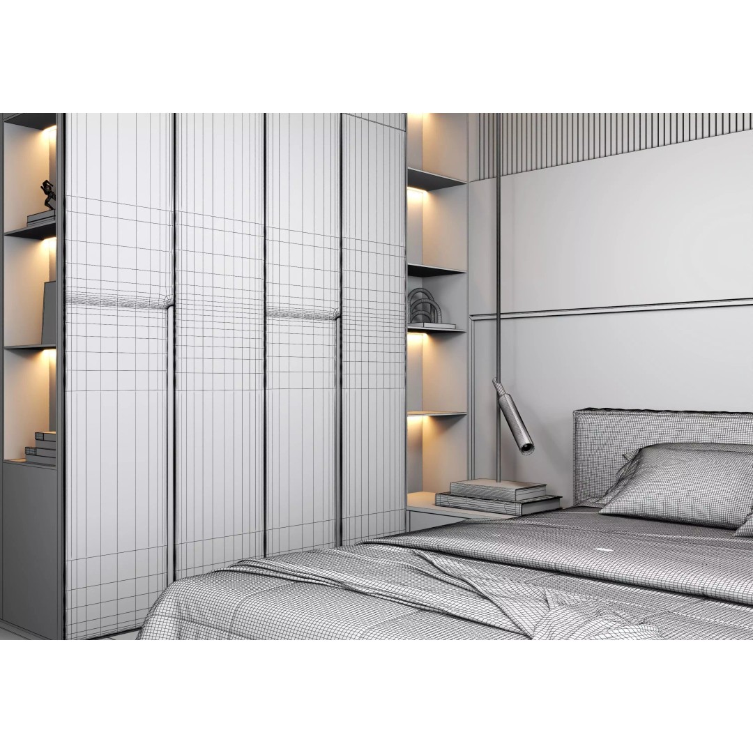 Bedroom 3D Model – Modern Interior Design, FBX & OBJ Formats - View 16