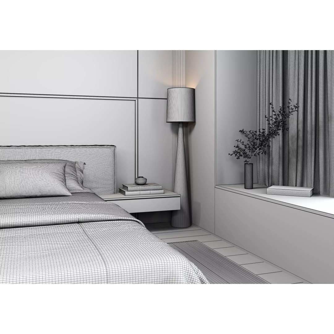 Bedroom 3D Model – Modern Interior Design, FBX & OBJ Formats - View 17