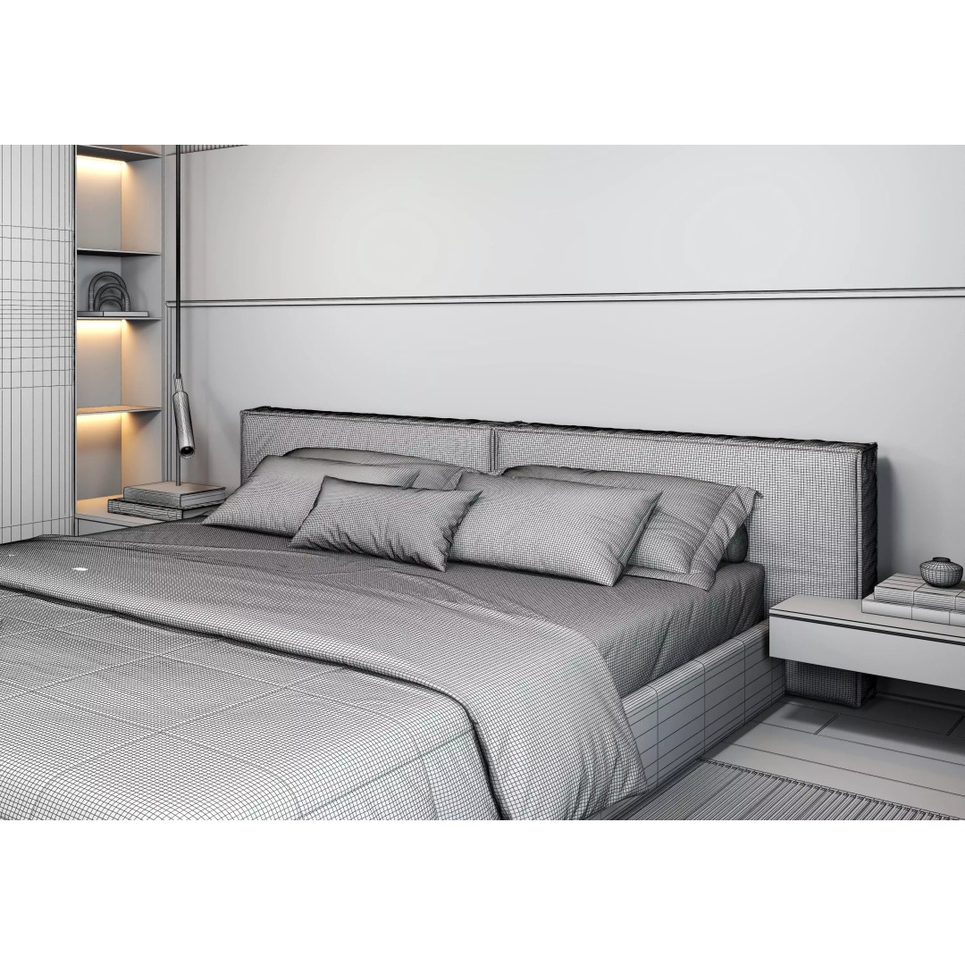 Bedroom 3D Model – Modern Interior Design, FBX & OBJ Formats - View 18