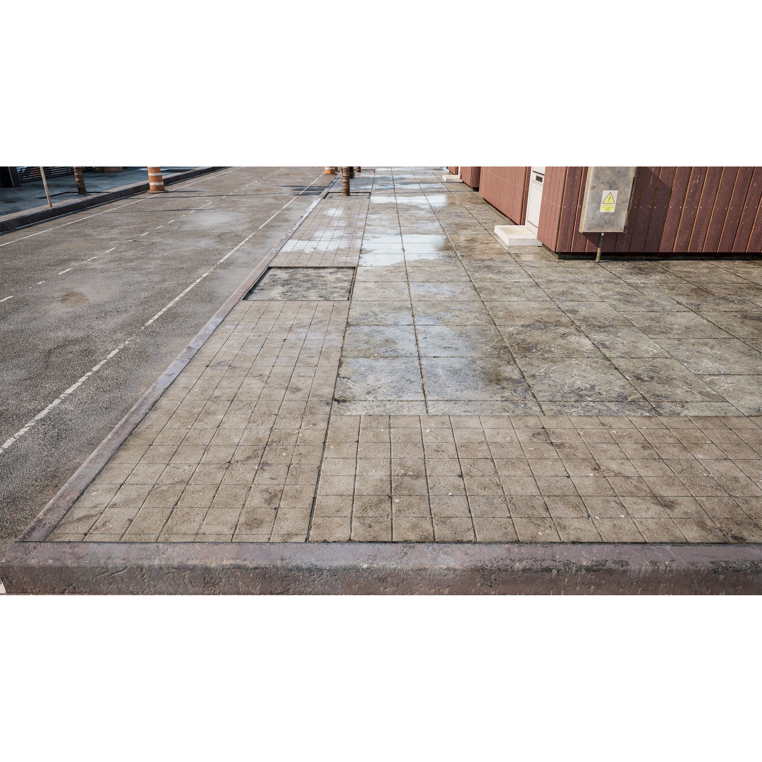 Side Walk Modular - Low-Poly Game-Ready 3D Model - View 10