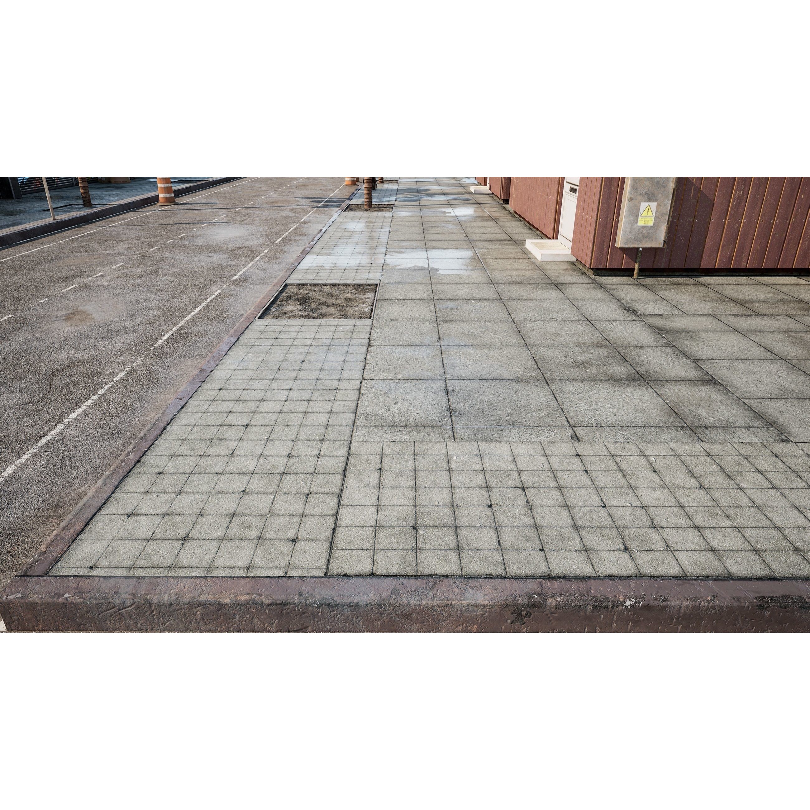 Side Walk Modular - Low-Poly Game-Ready 3D Model - View 11