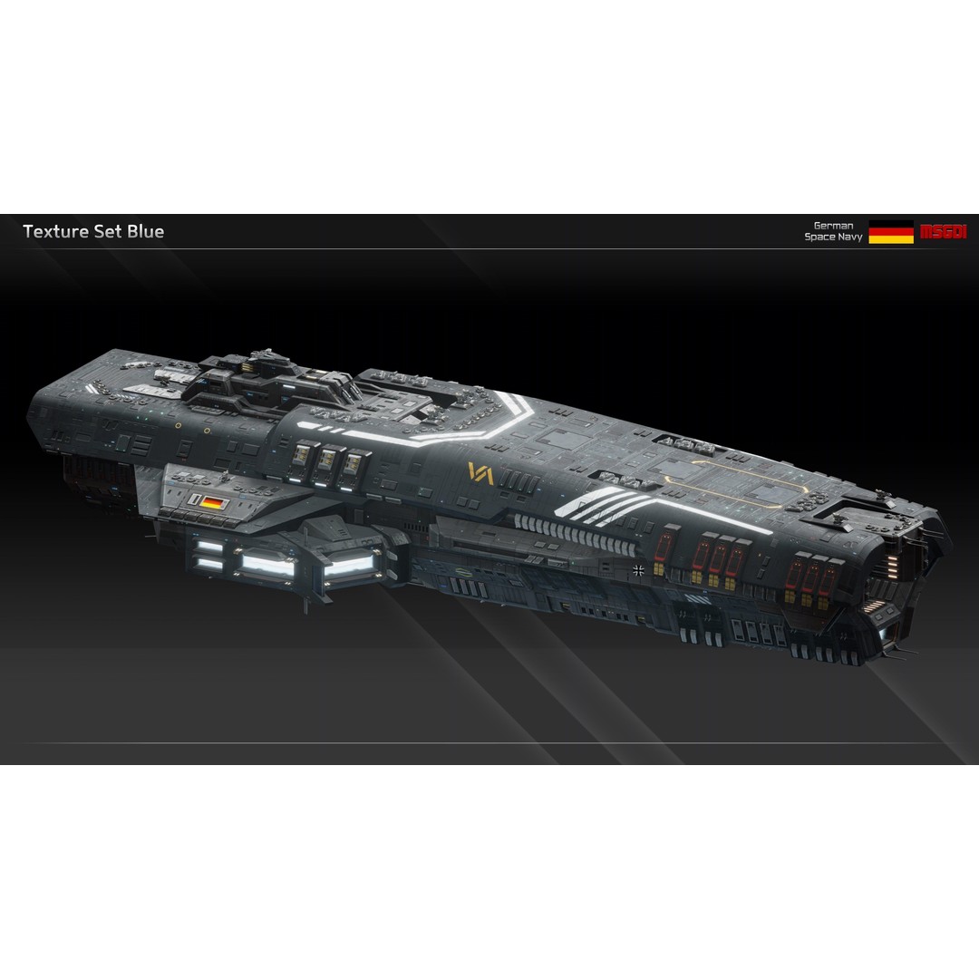 Fafnir Class Spaceship 3D Model – Low Poly Game Asset, FBX, OBJ - View 13