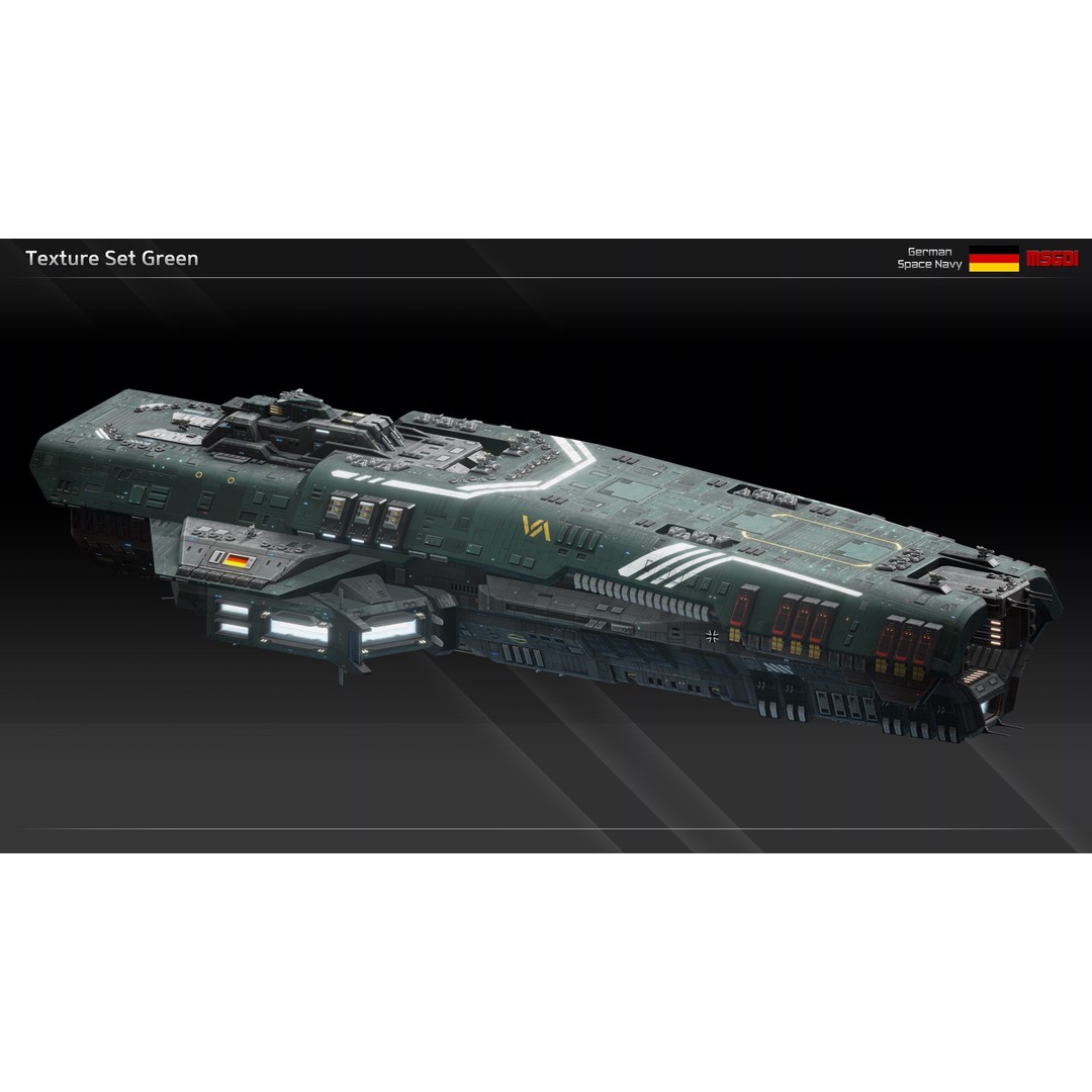 Fafnir Class Spaceship 3D Model – Low Poly Game Asset, FBX, OBJ - View 14