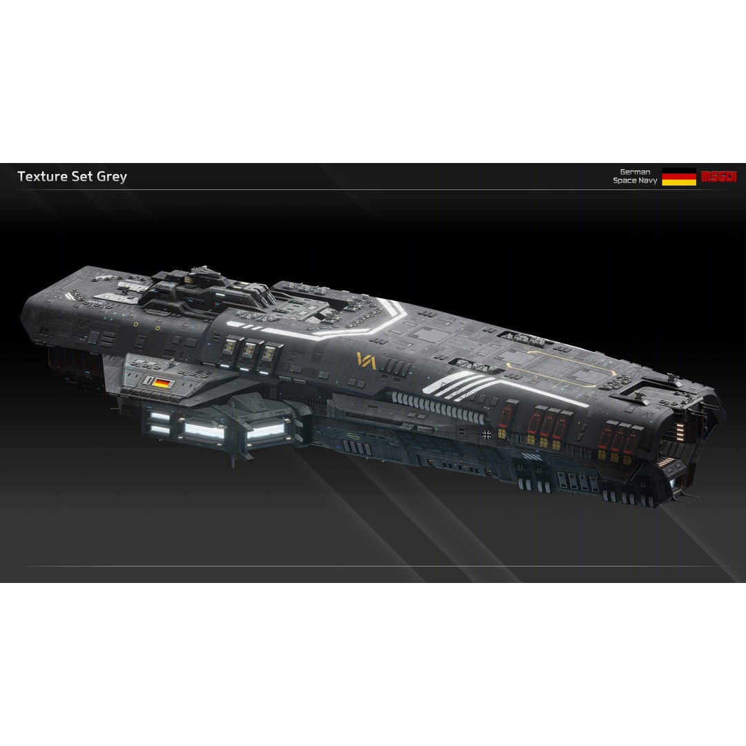 Fafnir Class Spaceship 3D Model – Low Poly Game Asset, FBX, OBJ - View 15