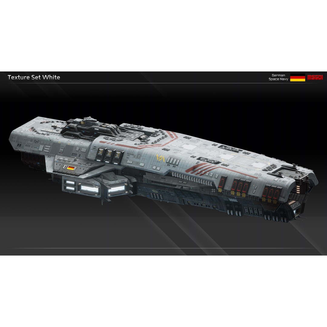 Fafnir Class Spaceship 3D Model – Low Poly Game Asset, FBX, OBJ - View 17