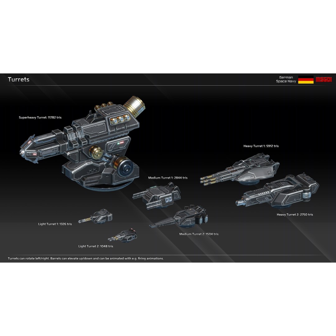 Fafnir Class Spaceship 3D Model – Low Poly Game Asset, FBX, OBJ - View 3